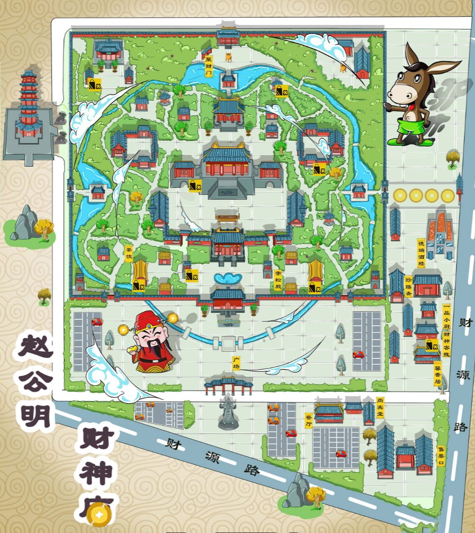 金川寺庙类手绘地图
